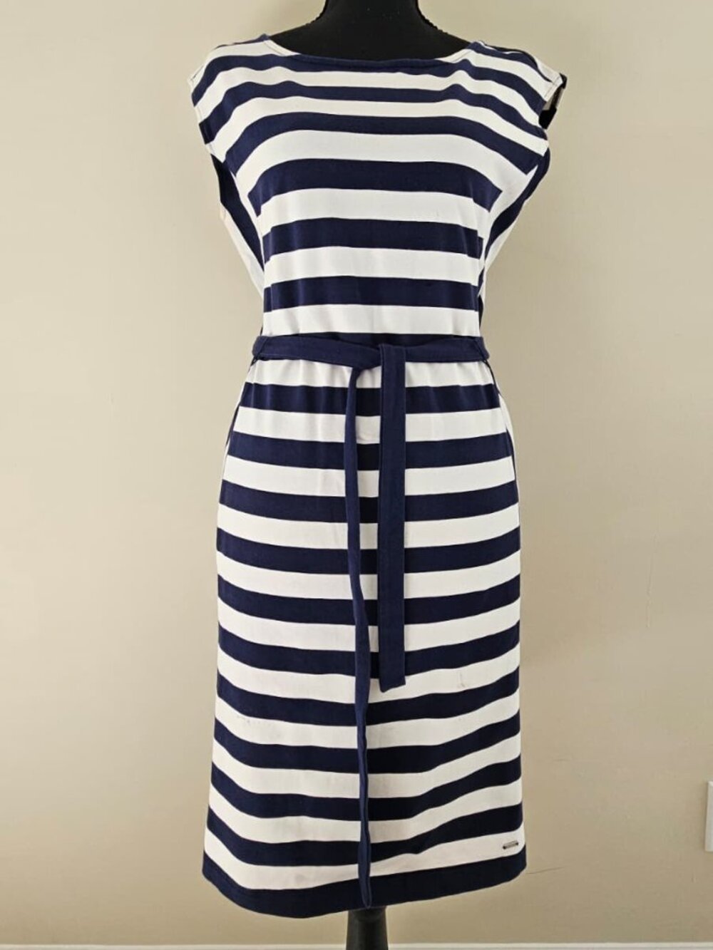 Tommy Hilfiger Nautical Navy and White Striped Cotton Summer Dress